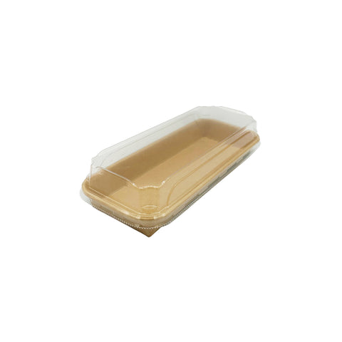 KDTR-2LID Kraft Double Coated Deli Trays & Lids PET Lid to suit Deli Tray 223x93x32mm (400/Ctn)