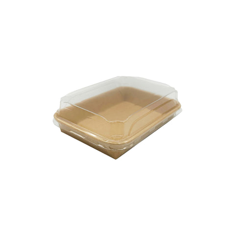 KDTR-3LID Kraft Double Coated Deli Trays & Lids PET Lid to suit Deli Tray 182x130x25mm (400/Ctn)