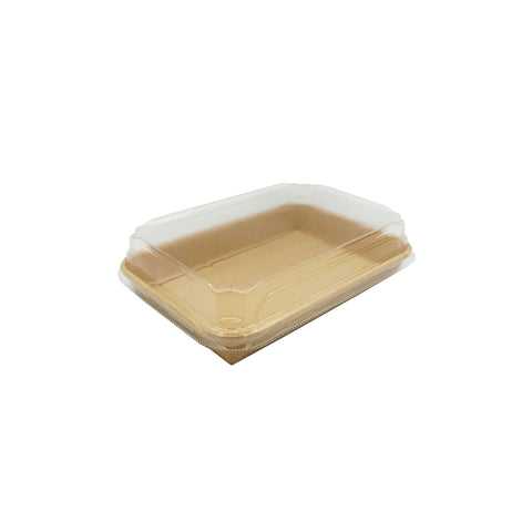 KDTR-4LID Kraft Double Coated Deli Trays & Lids PET Lid to suit Deli Tray 185x129x32mm (400/Ctn)