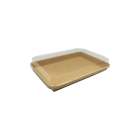 KDTR-5LID Kraft Double Coated Deli Trays & Lids PET Lid to suit Deli Tray 221x152x32mm (400/Ctn)