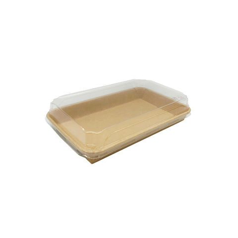 KDTR-6LID Kraft Double Coated Deli Trays & Lids PET Lid to suit Deli Tray 241x152x32mm (400/Ctn)