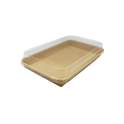 KDTR-XLLID Kraft Double Coated Deli Trays & Lids PET Lid to suit Deli Tray 256x182x32mm (400/Ctn)