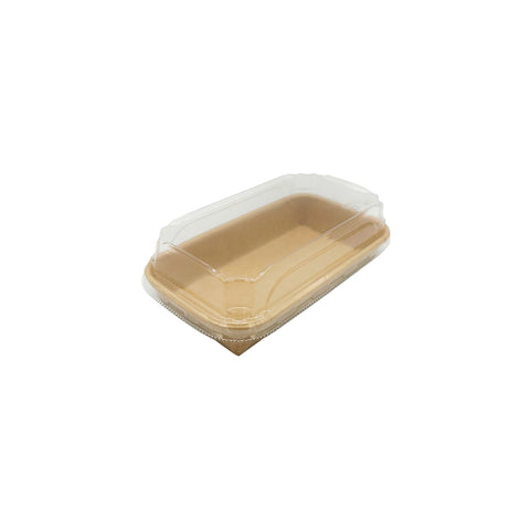 KDTR-0.4LID Kraft Double Coated Deli Trays & Lids PET Lid to suit Deli Tray 162x93x32mm (400/Ctn)